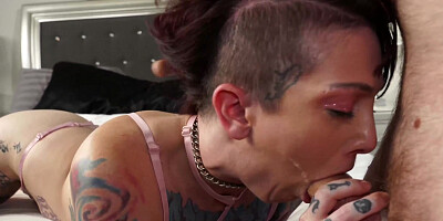 Inked hoe Sully Savage gives head and gets properly fucked in bed