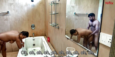 An actress was bathing and her servant sawe that. Seeing this actress took inside bathroom him and made fucking session