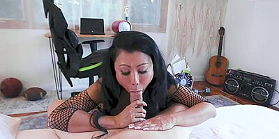 Gets Fucked Through The Hole In Her Fishnets With Krystal Davis And Chad Alva