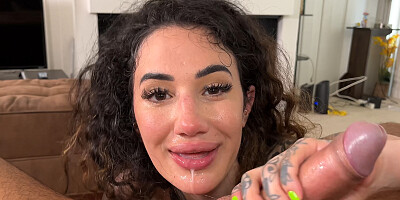 Arabelle Raphael sucks and tit fucks big dick before anal
