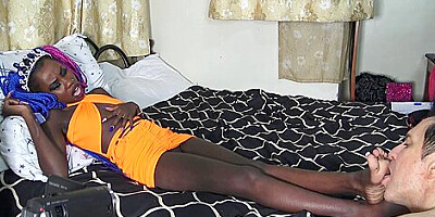 African Teen 18+ Princess Train Her Slave In Foot Licking Pussy Licking And Suck Him In Her Mouth