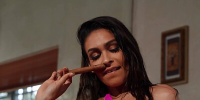 Ravishing Latina hottie facialized after sex with lover