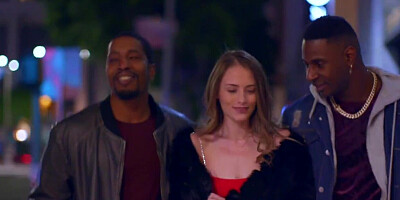 Two BBCs give double penetration to blonde whore