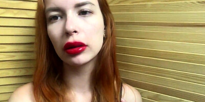 Ginger-Haired with faux lips deepthroat enormous fucktoy
