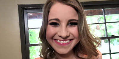 Young housewife Kinsley Eden gets boned in the kitchen