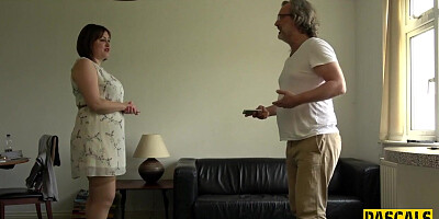 Throated chubby milf sub gets anally banged