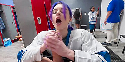 Spiraling Spirit, Audrey Black And Claire Black - Purple-haired Babe With Small Cans Gets Fucked In The Locker Room