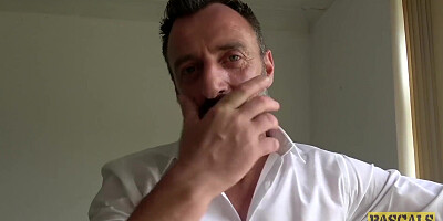 Lascivious subslut Brooke Jameson dominated and fed cum