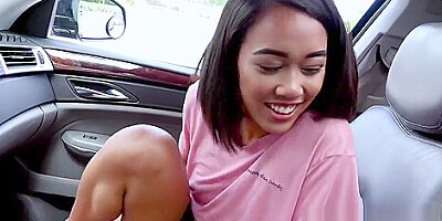 Horny petite Asian teen 18+ bangs huge dick in public