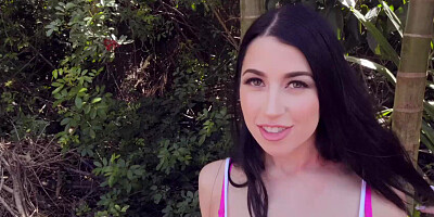 Perfect brunette Alex Coal thanking a guy with her skillful mouth and pussy