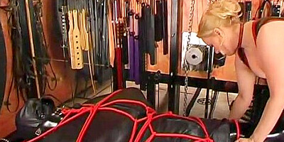 Bound and bondage handjob