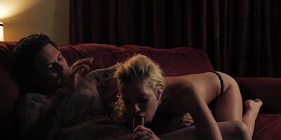 Kenna James gets eaten out and properly fucked by tattooed dude