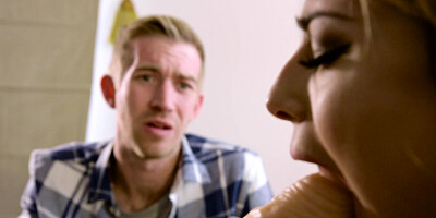 Kristen Scott gets fucked while sucking a dildo by mom's bf