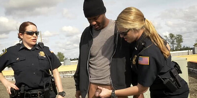 Horny dude ends up fucking two cops on the roof