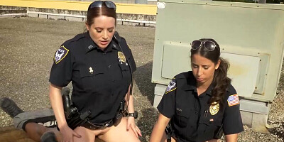 Horny dude ends up fucking two cops on the roof