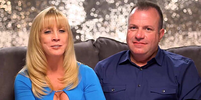 Happy husband gets girl as a present for his birthday party