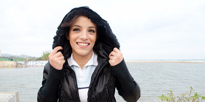 Outdoor pleasure with a brunette that has perfect tits