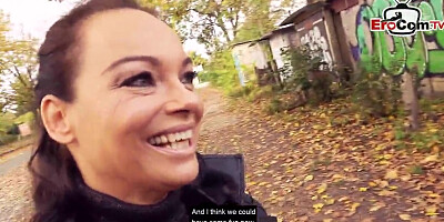 Kinky German MILF fucks outdoors for amateur POV video