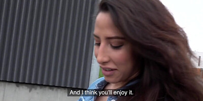 Spanish hottie blows and fucks a stranger for money