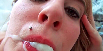 Sexy big eyed cum swallower