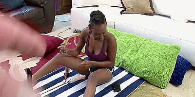 Ashton Devine - Petite Ebony Babe Gets Her Wet Pussy Pounded By A Machine