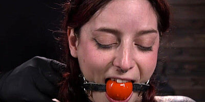 Bound redhead slave gagged and tits tormented