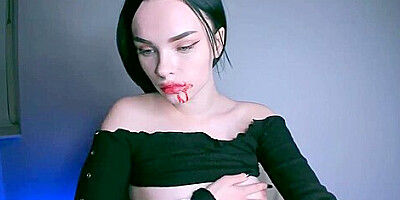 Sexy Russian Cam Girl Black hair , blue eyes blow job