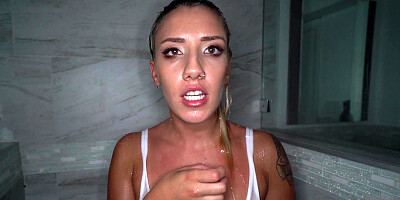 Cock craving blondie Sophia Grace getting her slutty face fucked