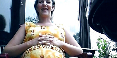 Nasty brunette slut fucked and sprayed with jizz