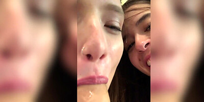 Hot teens Abbie Maley and Izzy Lush lick sex toy