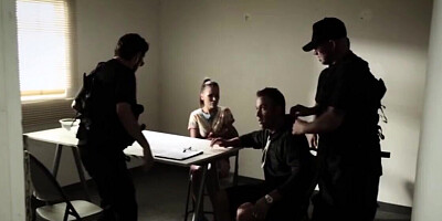 Diligent guard drills Adriana Chechik's mouth