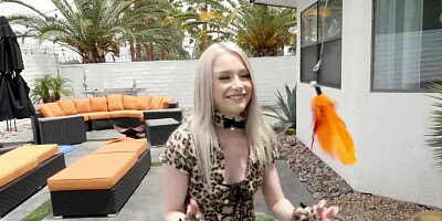 Blonde kitty fools around and has sex with zoologist