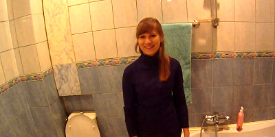 Perverted stepbrother is filming his hot stepsister in the bathroom