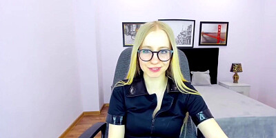Small tits blonde babe posing naked on webcam