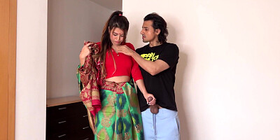 Super-Hot Indian Nubile Maid in Saree unwrapped and torn up tough by building holder