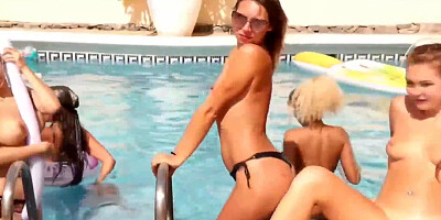 Wild Masturbating Pool Party