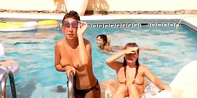 Wild Masturbating Pool Party