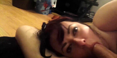 Thick jugged cougar with thick figure is getting throatfucked in front of the camera, just for joy