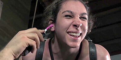 Hogtied nipple pierced submissive fingered