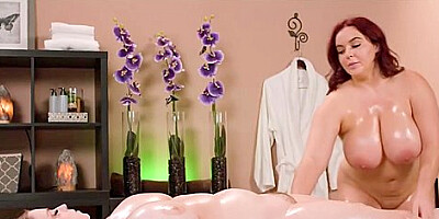 Curvy Masseuse Plays With Clients Huge Oily Tits