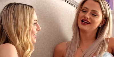 Nice platinum-blonde lezzies are gobbling each other up at the same time, in a posture sixty-nine