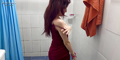 My stepsister is in the shower and I go in to fuck her hard and nice
