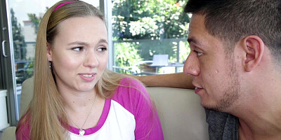 Blonde teen Tiffany Kohl gives BJ and gets banged in the living room