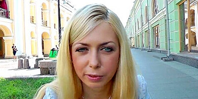 Beautiful blond babe Isis getting fucked after a walk at a museum