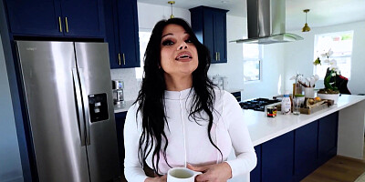 Hot MILF stepmom Mona Azar calmed down her stepson