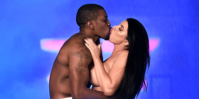 Romi Rain pleasuring her black lover in all possible ways