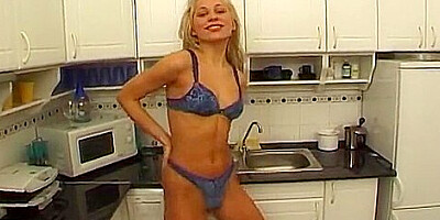 Hot Blonde French Rides Dick In The Kitchen