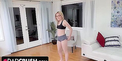 Gorgeous Blonde Girl With Glasses Gets Her Pussy Fucked By Stepdaddy While Studying With Katie Kush