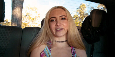Adorable blonde teen getting fucked in the car