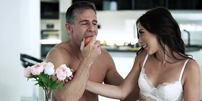 Latina with amazing curves is fucked on the dinner table